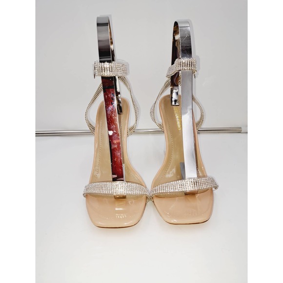 Dream Pair Rhinestone Clear Chunky Transparent Block High Heels Strappy Shoe 8.5 - Picture 3 of 8